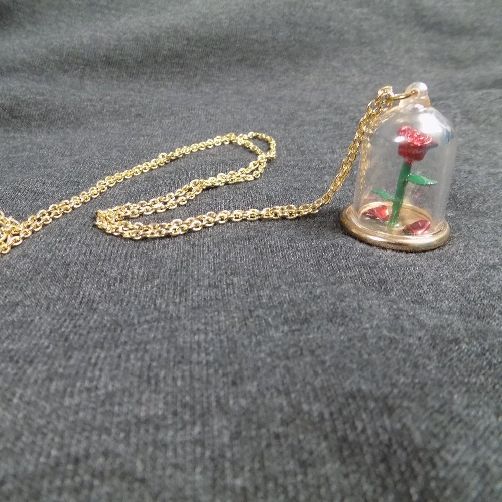Disney Beauty in the beast inspired rose necklace Belle Hot Topic